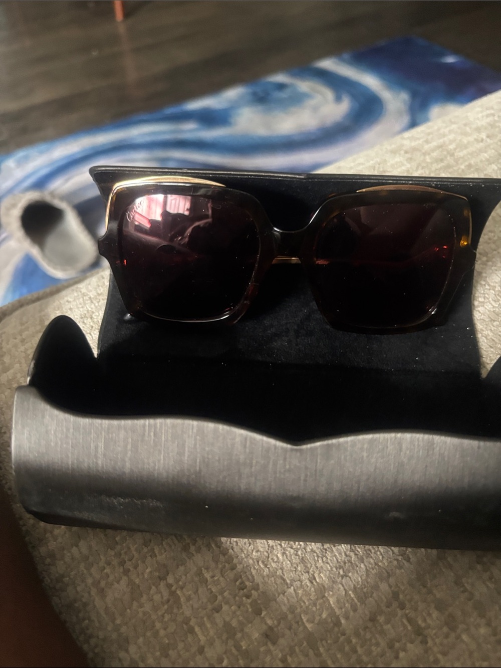 Cartier Black and Gold Square Sunglasses